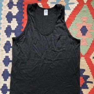 Velva Sheen Sleeveless Tanktop Black Garment Dyed Shirt Medium Made in USA